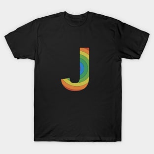 Retro Rainbow 'J' Sticker T-Shirt